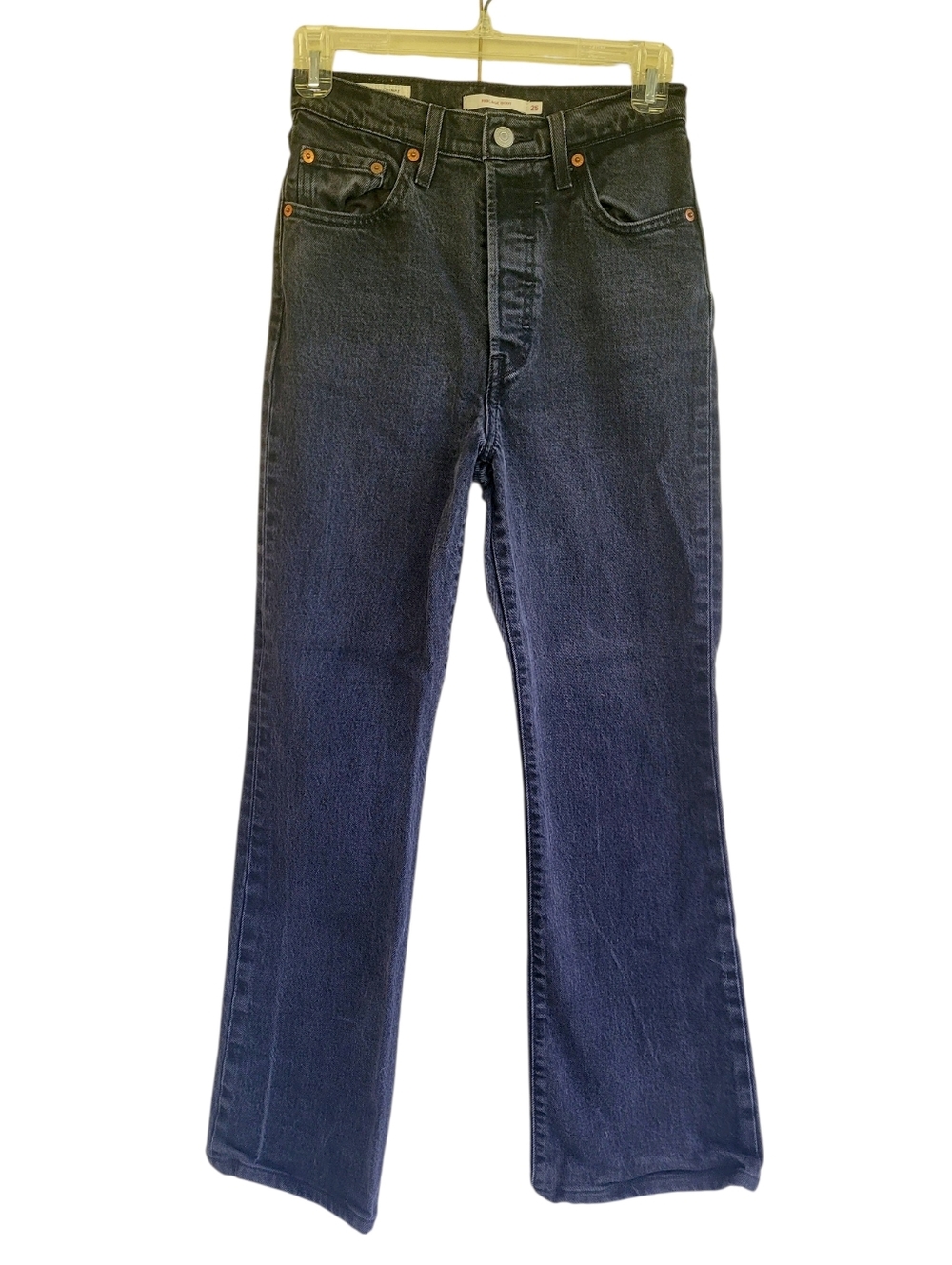Levi's Ribcage Boot Denim Jeans Button Fly High Rise Black Womens 25